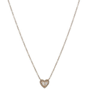 Baguette & Pave Diamond Heart Necklace