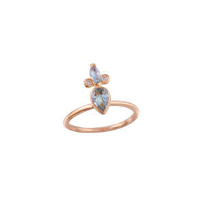 Aquamarine & Diamond Crown Ring