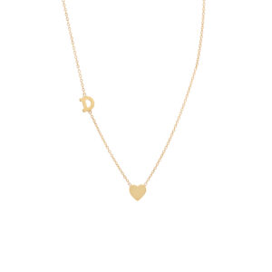 Gold Heart & Initial Necklace