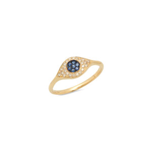 Pave Diamond & Sapphire Evil Eye Ring