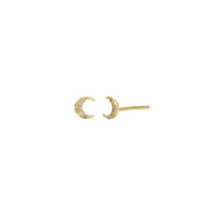 Mini Pave Crescent Moon Stud Single