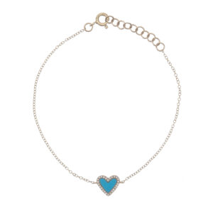 Turquoise & Pave Heart Bracelet