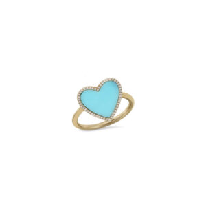 Turquoise & Pave Heart Ring