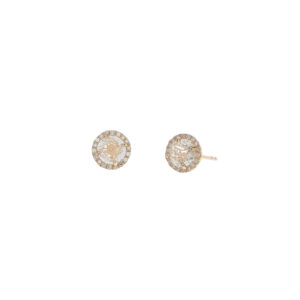 White Topaz & Pave Diamond Round Studs
