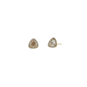 White Topaz & Pave Diamond Trillion Studs