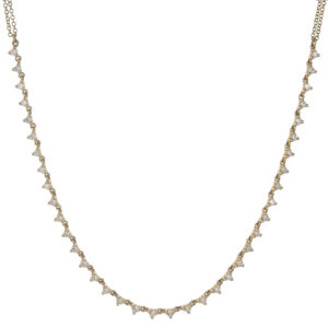 Round Diamond Line Necklace on Double Chain