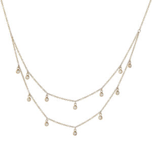 Double Diamond Bezel Dangle Necklace