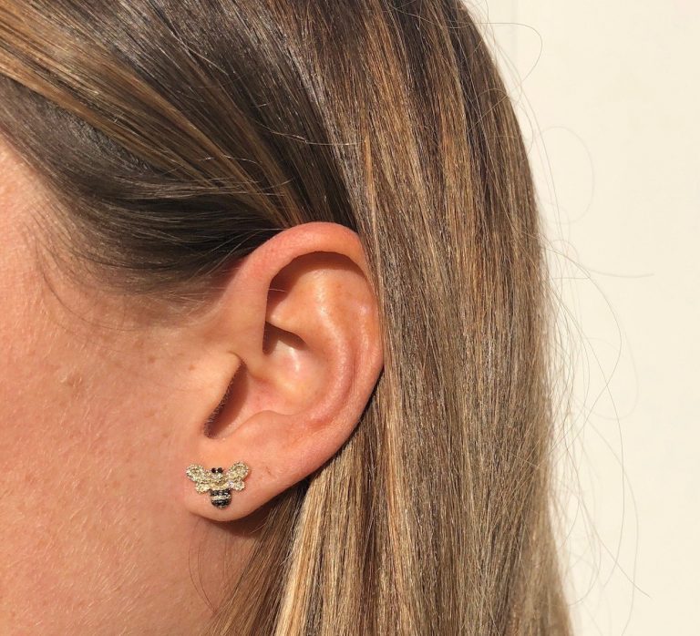 Pave Bumble Bee Studs