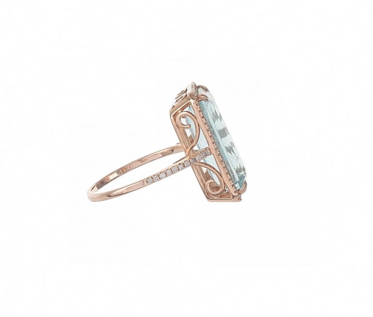 Aquamarine & Pave Ring