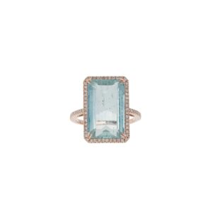 Aquamarine & Pave Ring