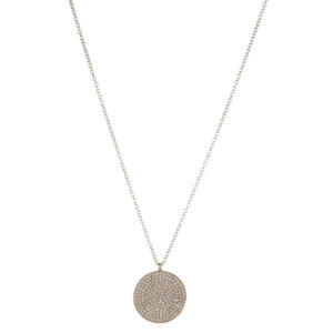 Large Pave Diamond Disc Necklace