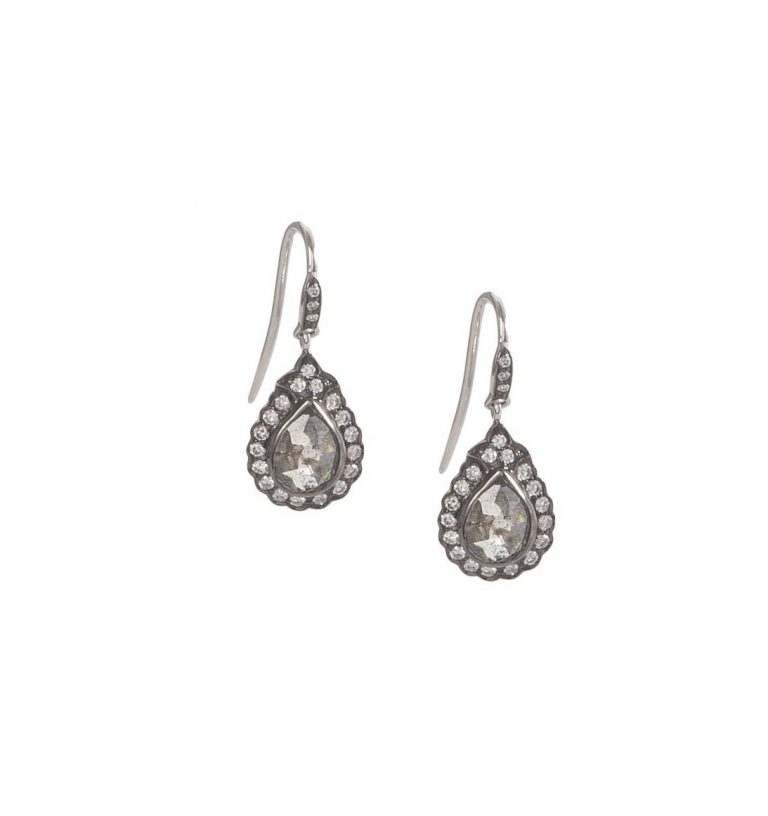 Gray Diamond Teardrop Earrings