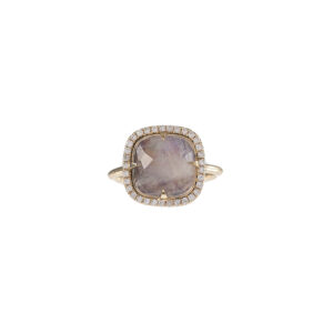 Sm Rainbow Moonstone & Pave Ring