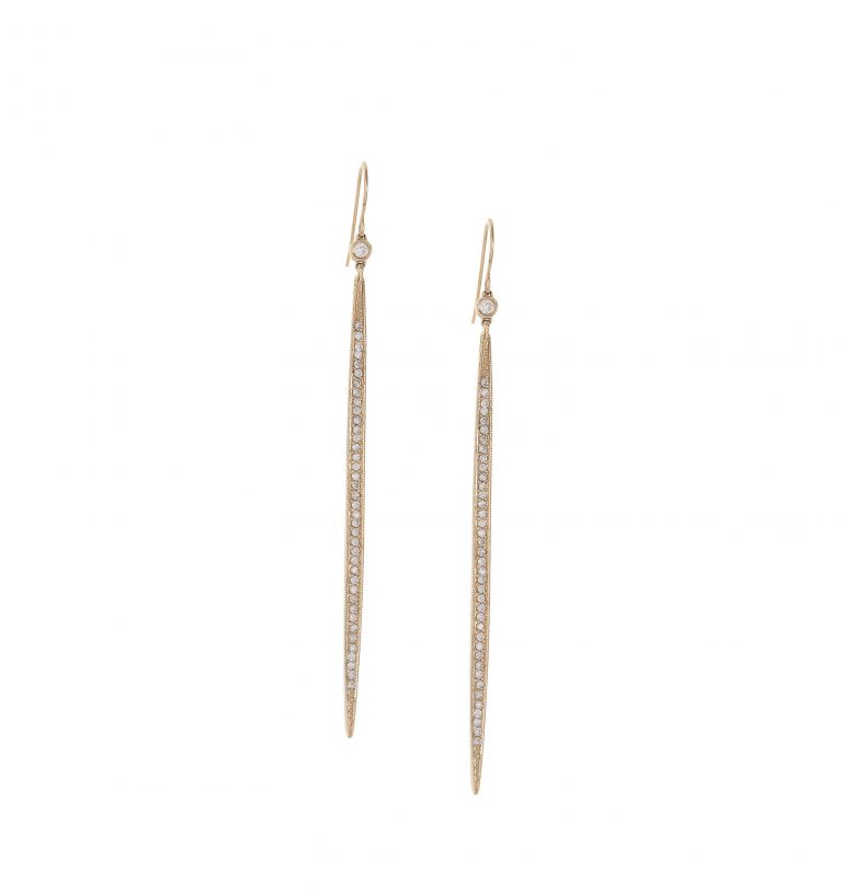 Diamond Needle Dangle Earrings