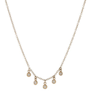 5 Diamond Bezel Dangle Necklace
