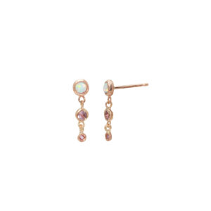 Triple Opal & Pink Sapphire Dangle Stud Single