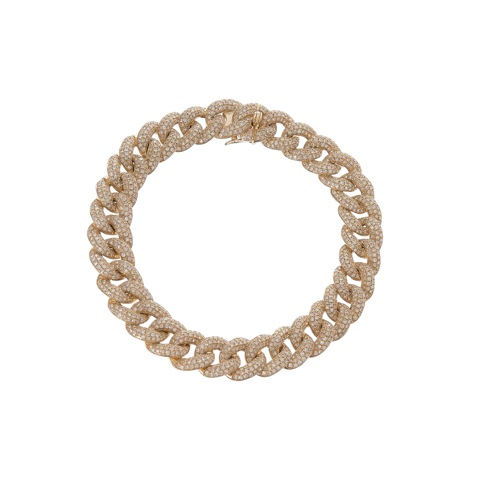 Large Pave Diamond Chain Link Bracelet, Yellow Gold