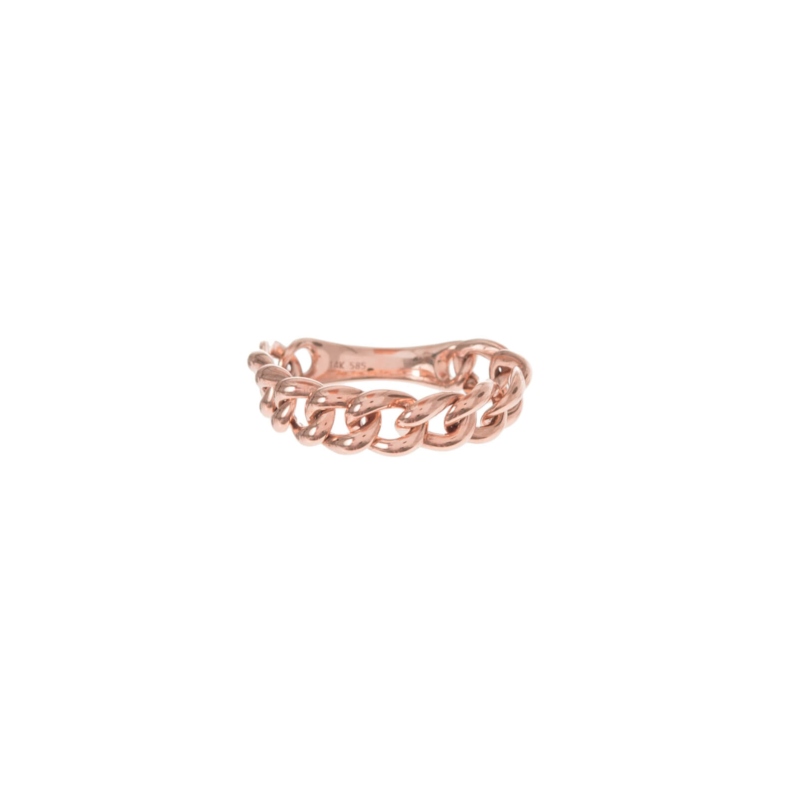 14K Rose Gold Chain Link Ring Band with Pave Diamond Station | Shop 14k  Rose Gold Stackable Rings | Gabriel & Co