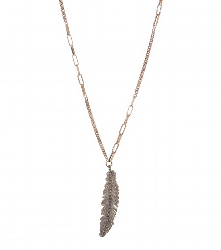 Champagne Diamond Feather Necklace
