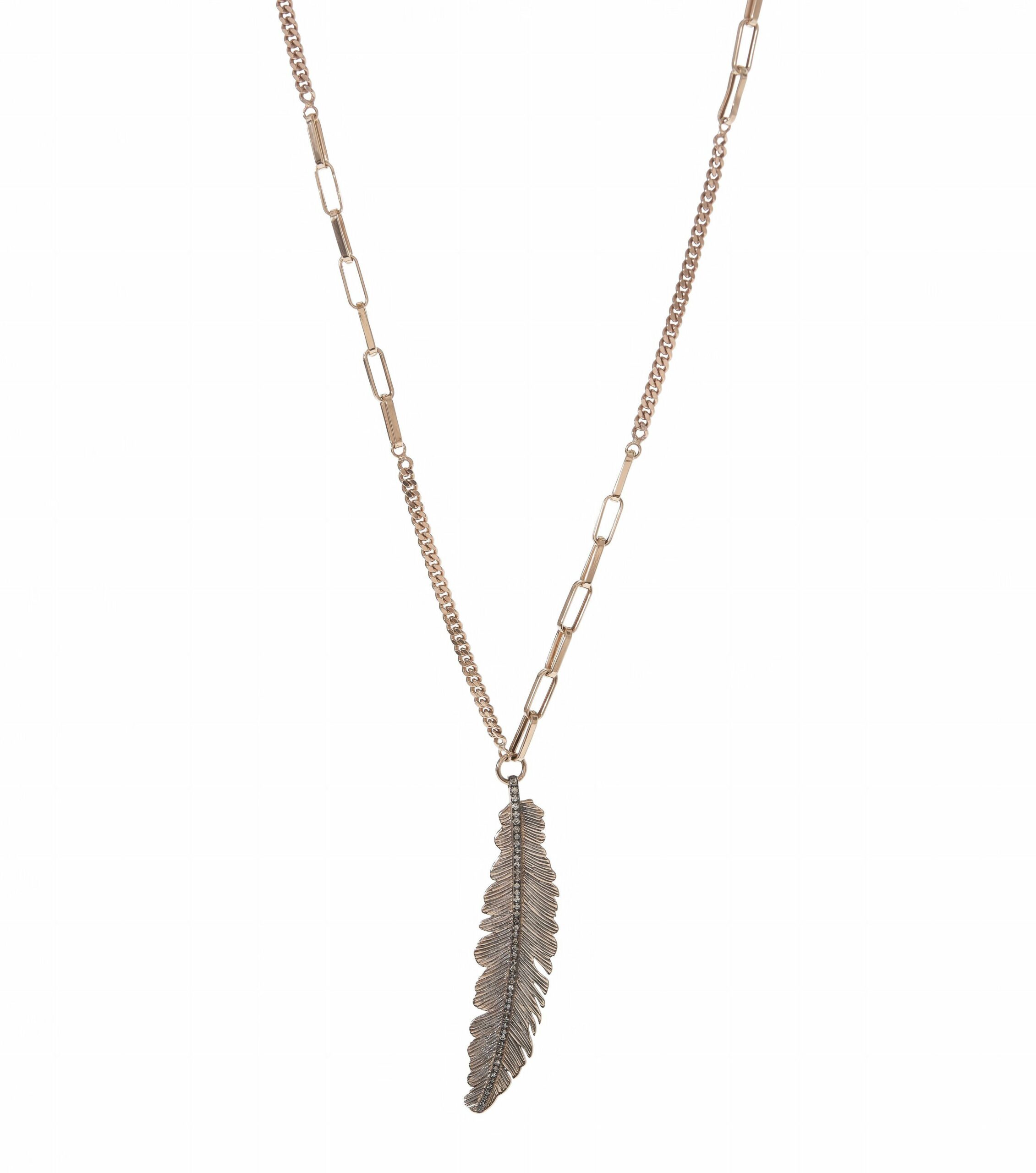 White Diamond Feather Necklace – Phoenix Roze