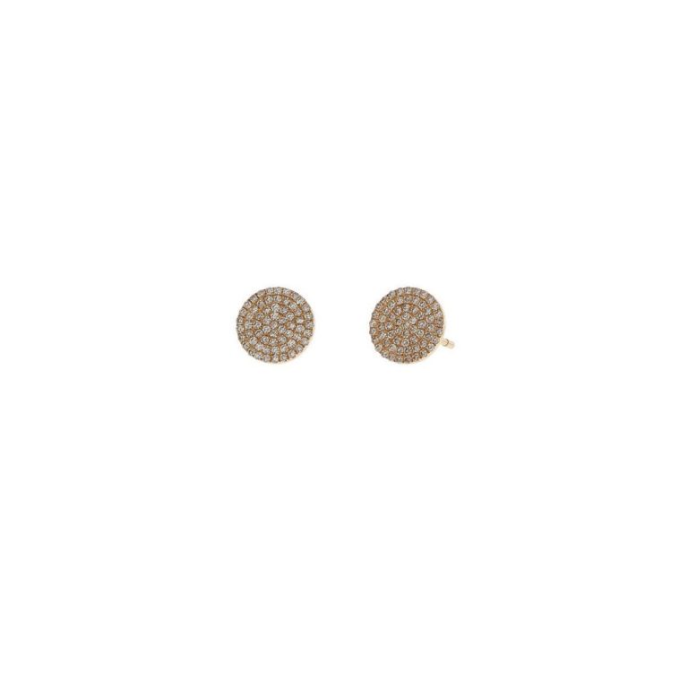Small Pave Disc Studs in Yellow Gold, Available at Moondance Jewelry Gallery
