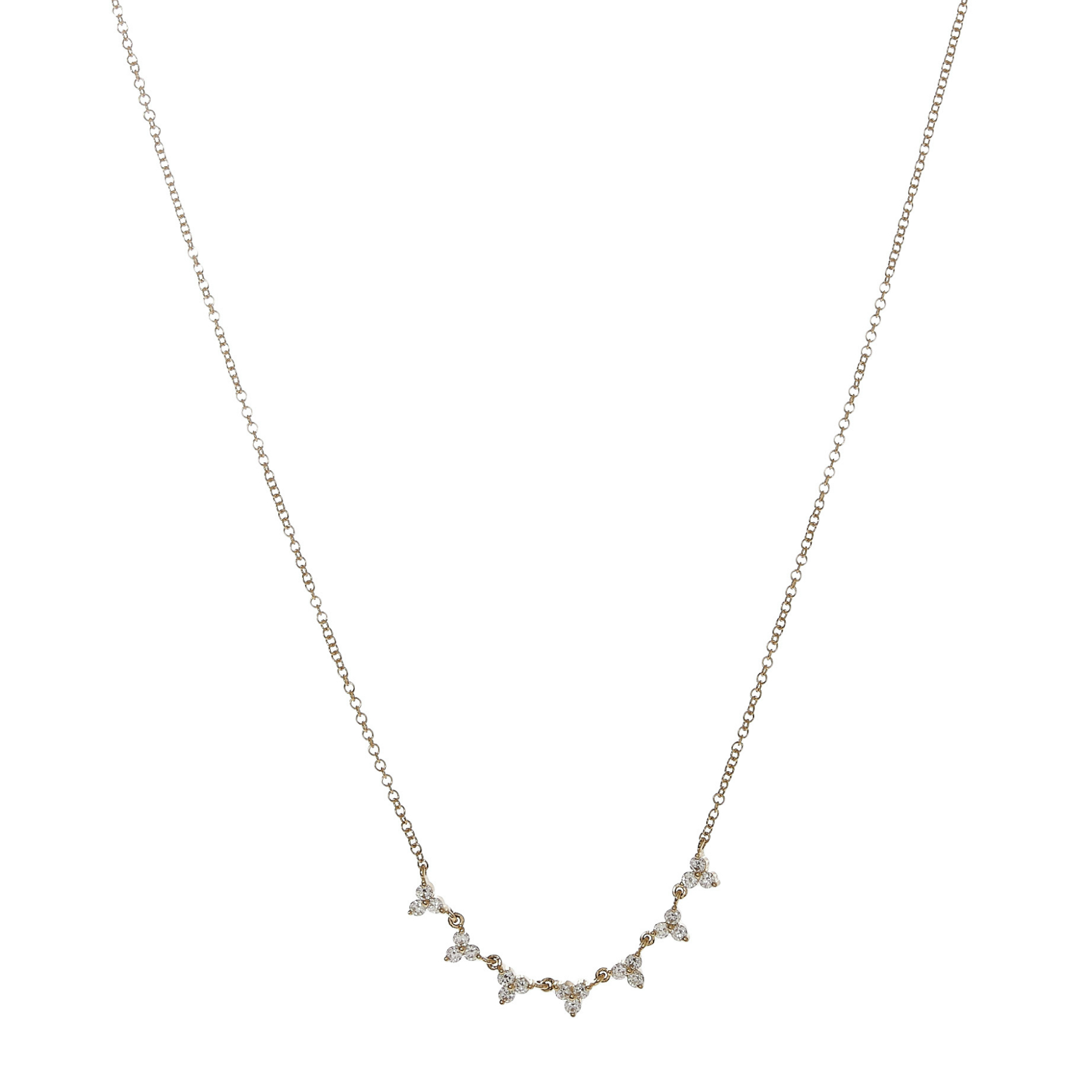 Trio Cluster Diamond Necklace On A Thin Chain- Pre Order – EPJ