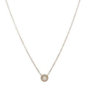 Round Bezel Diamond with Halo Necklace
