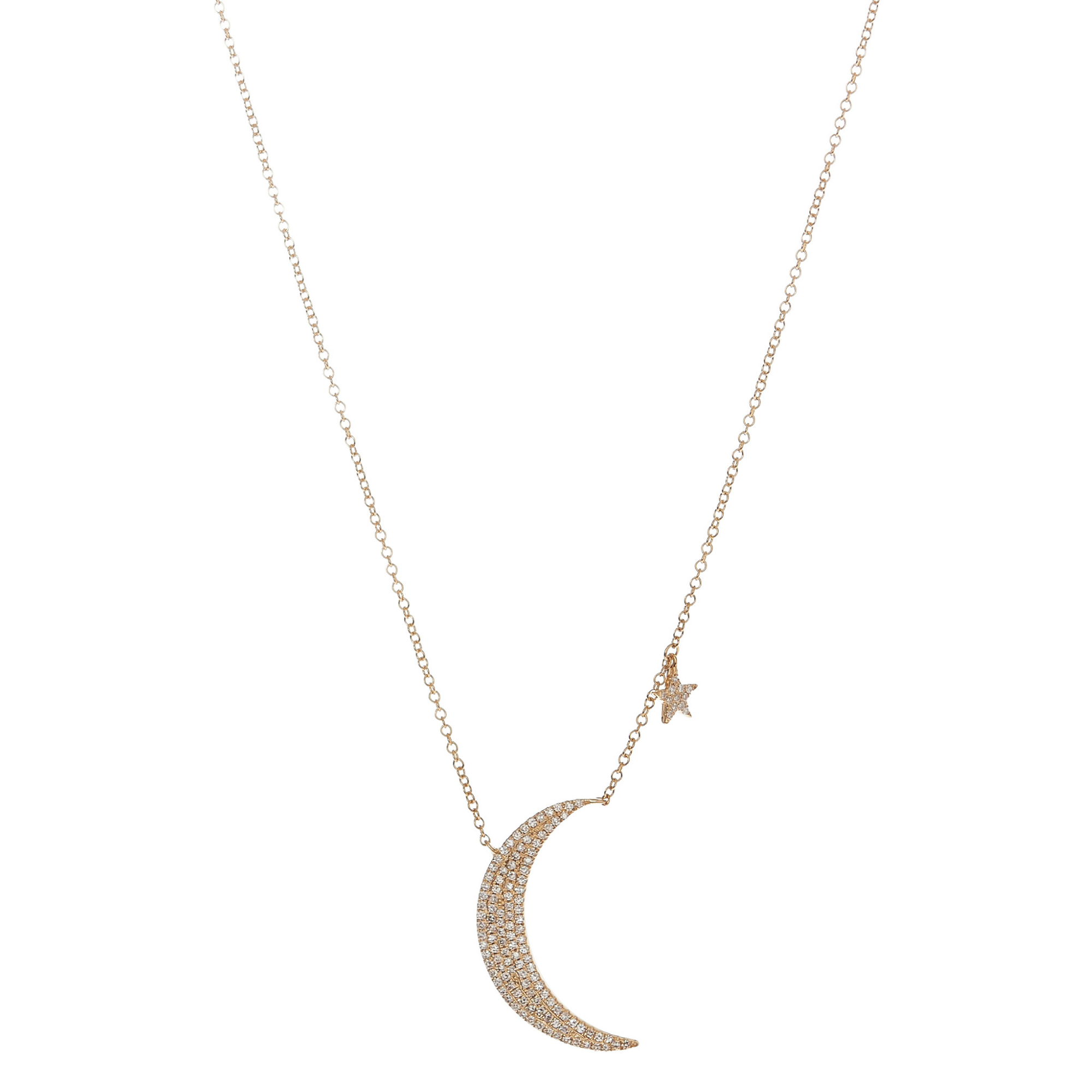 18K Gold Plated Crescent Moon & Movable Shiny Crystal Star Pendant Necklace  | eBay