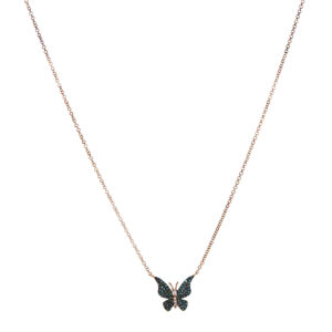 Blue Diamond Butterfly Necklace