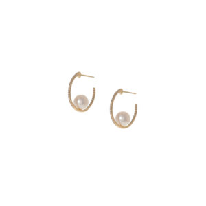 Floating Pearl & Pave Hoops