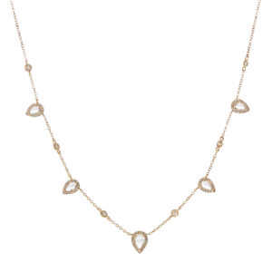 Inverted Pear White Topaz & Diamond Necklace