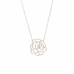 Pave Rose Silhouette Necklace