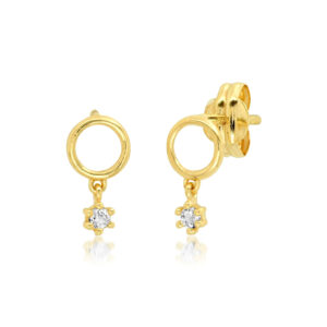 Open Circle Stud with White Topaz Drop