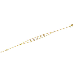 Diamond Flowers Double Chain Bracelet