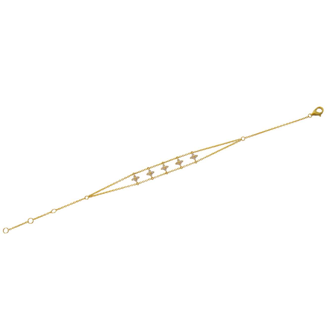 Diamond Flowers Double Chain Bracelet - Moondance Jewelry Gallery