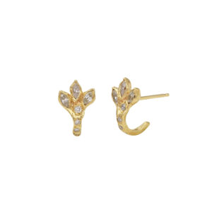 Dragon Claw Pave Diamond Hoop Stud Single