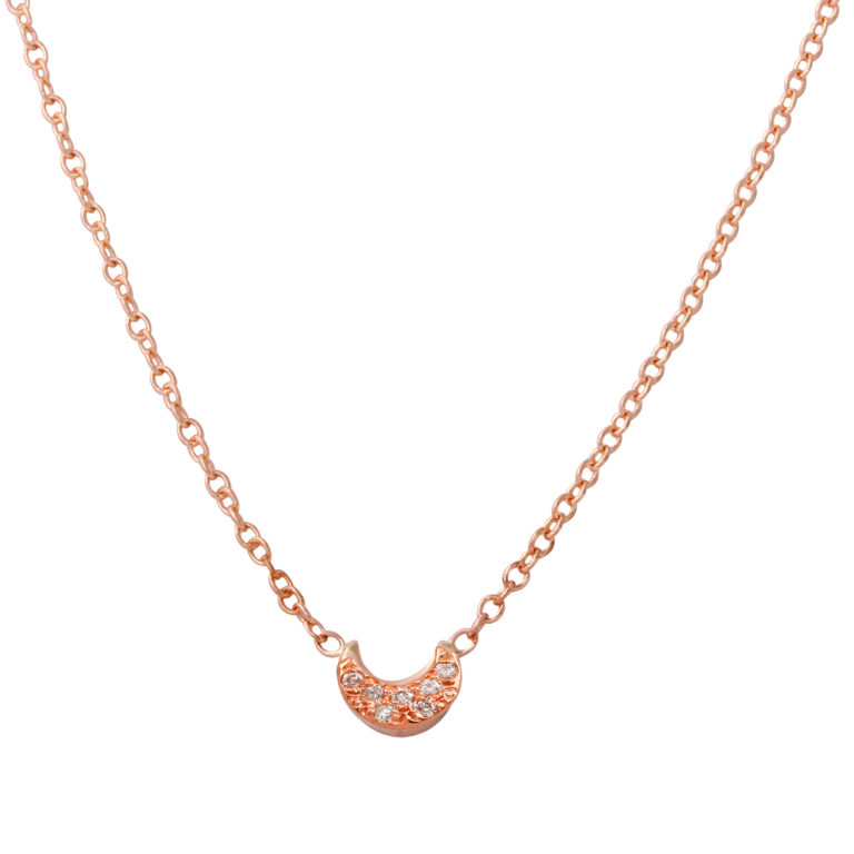 Pave Diamond Crescent Necklace