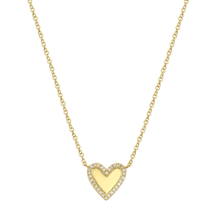 Smooth Heart Diamond Edge Necklace