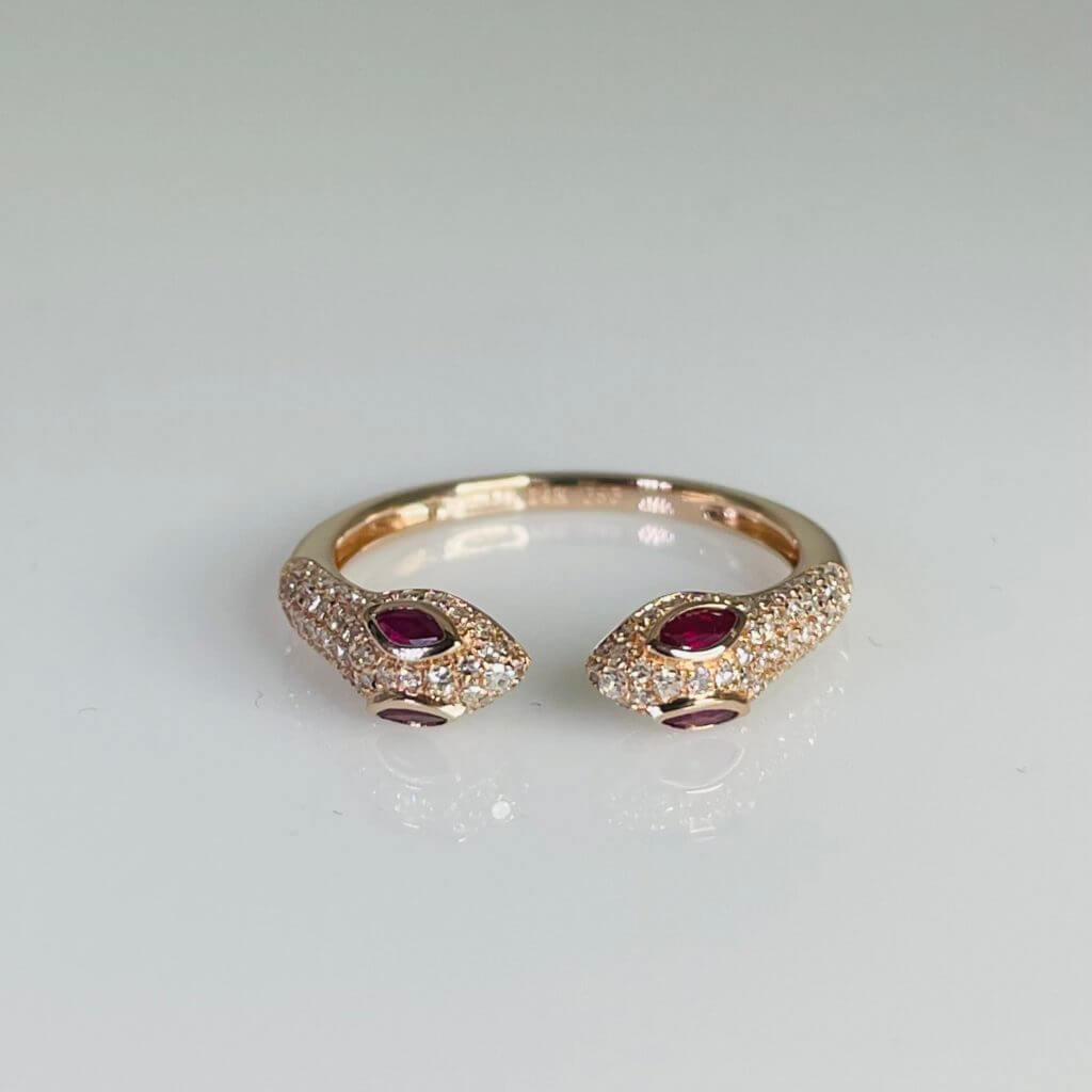 Ruby Snake Ring Two Headed Ruby Snake Ring - Moondance Jewelry Gallery
