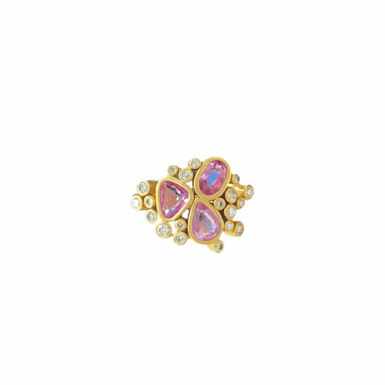Pink Sapphire & Diamond Firework Ring