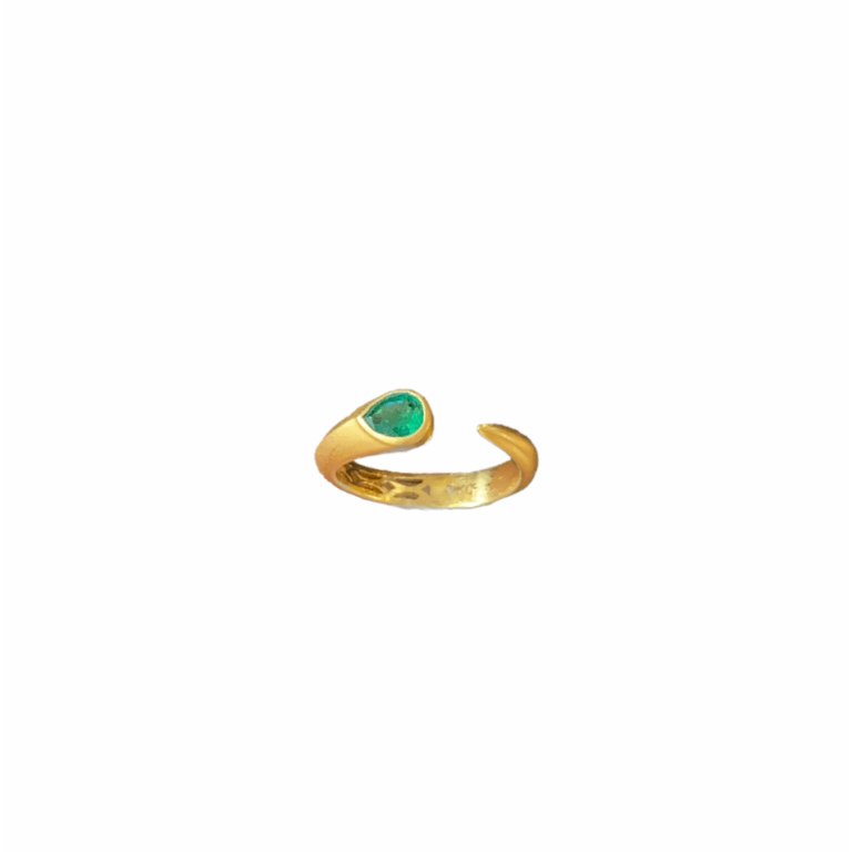 Emerald Teardrop Open Snake Ring
