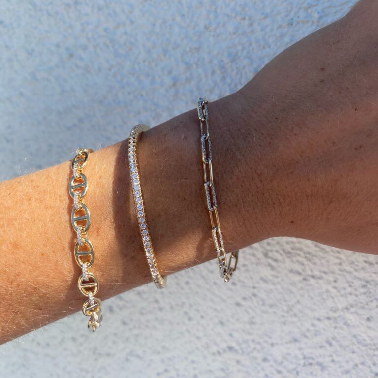 New Bracelets at Moondance including Solid & Pave Paper Clip and Diamond Link & Anchor Chain Bracelets