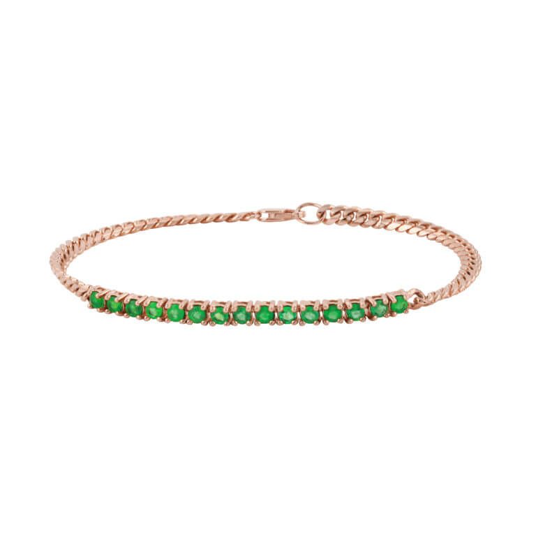 Miami Cuban Chain with Emeralds in Rose Gold