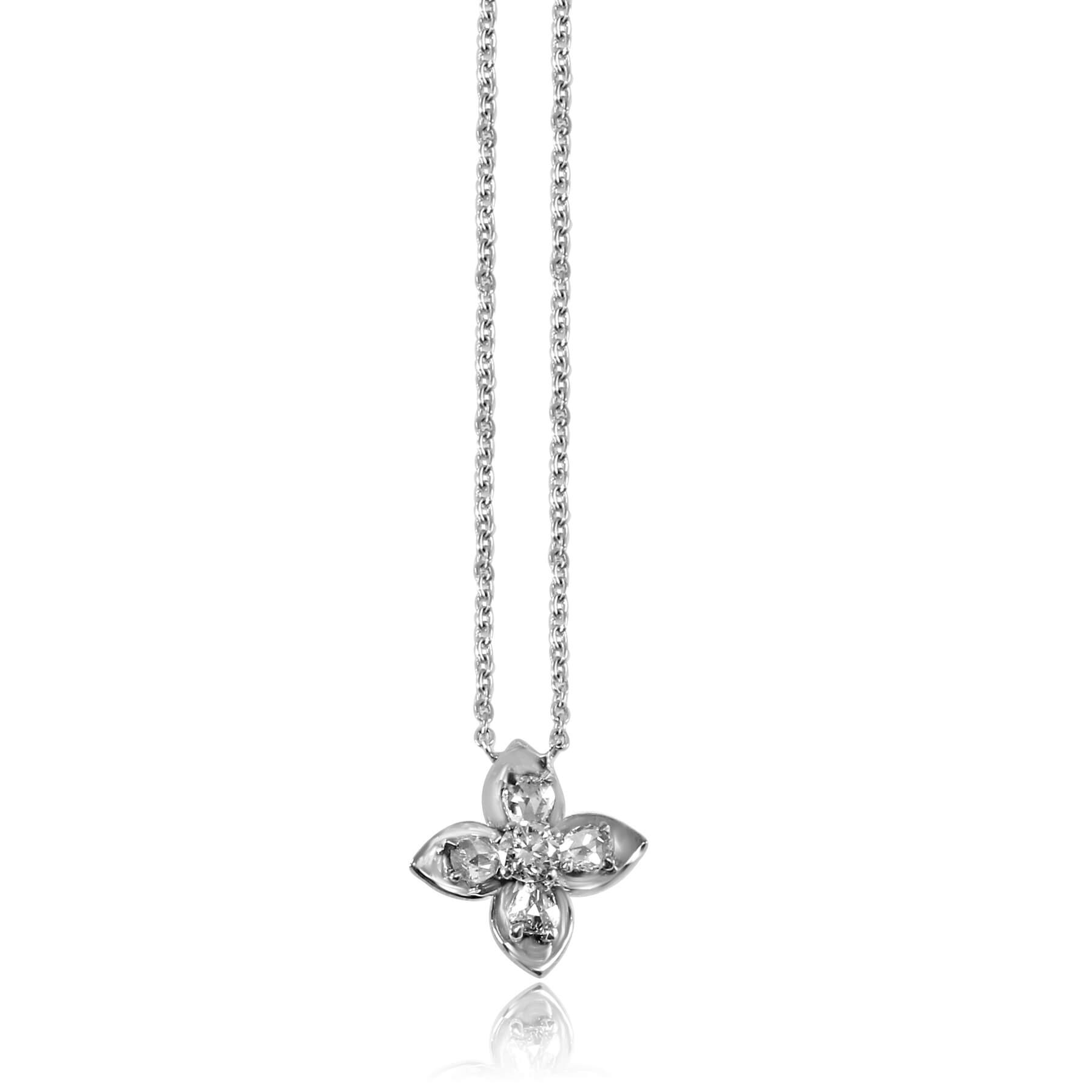 Four Petal Flower Diamond Necklace
