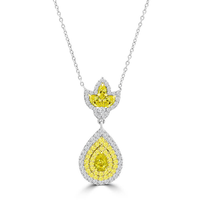 Vivaan Yellow Diamond Pear Necklace