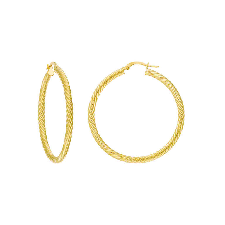 The Moondance Collection Yellow Gold Rope Twist Hoops 40mm