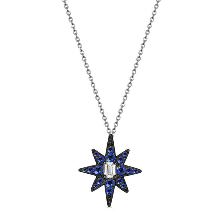 Vivaan Blue Sapphire Starburst Necklace