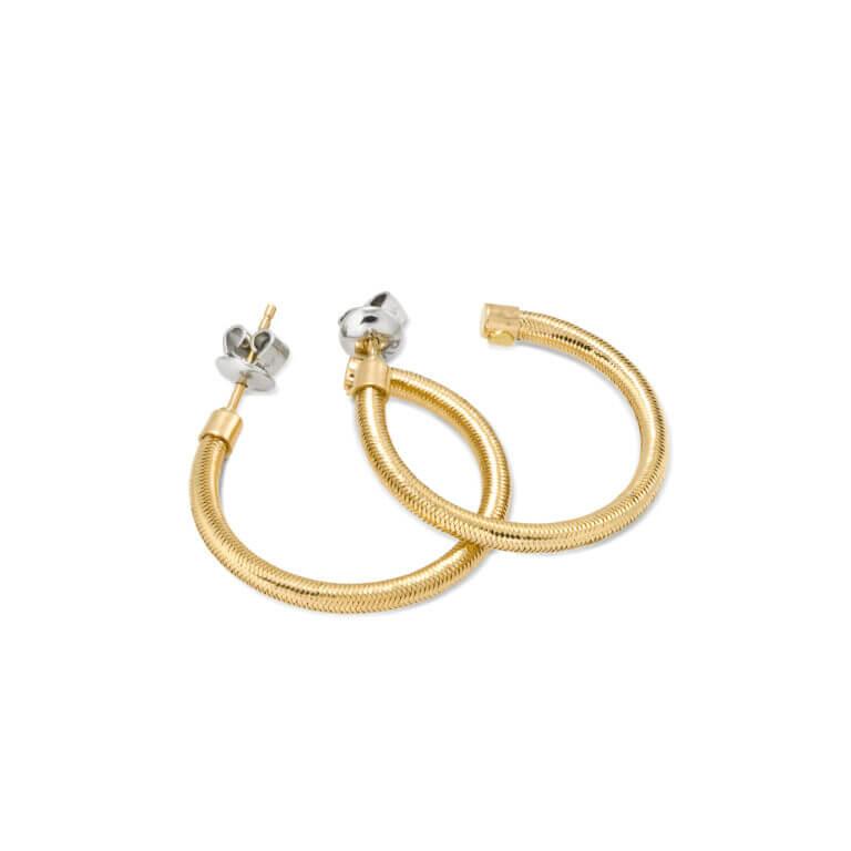 18k yellow gold snake chain hoops
