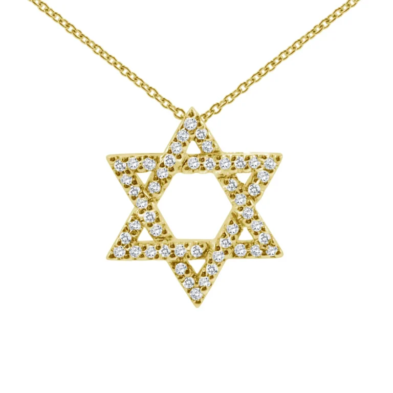 Yellow Gold Sparkling Star of David Necklace