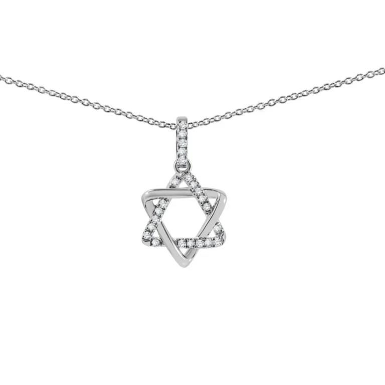 Jewish Star of David Necklace in White Gold